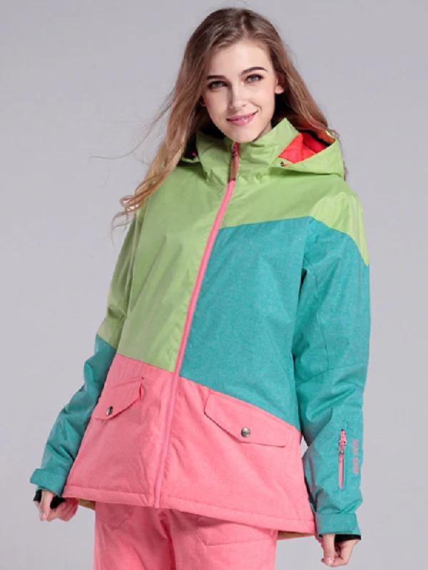 Gsou Snow Women's Stitching Color Snowboard Jackets