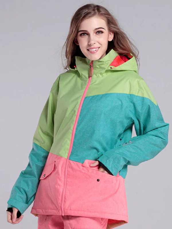 Gsou Snow Women's Stitching Color Snowboard Jackets