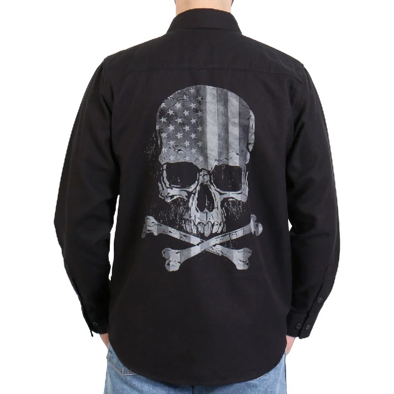 Hot Leathers FLM2113 Men's 'Black Flag Skull' Long Sleeve Flannel Shirt