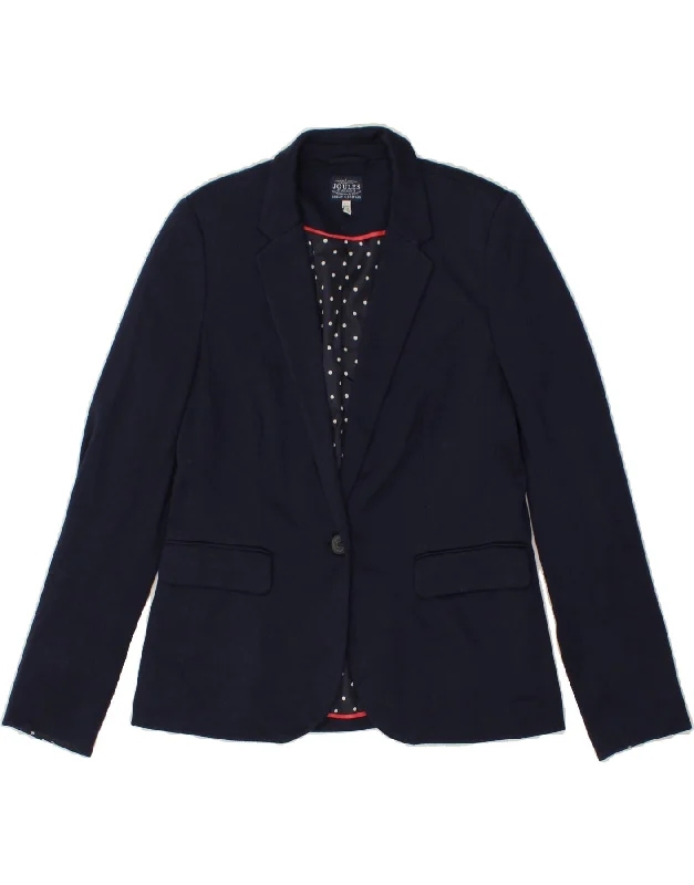 JOULES Womens 1 Button Blazer Jacket UK 12 Medium Navy Blue Polyester