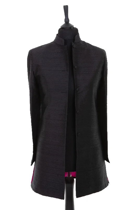 Long Nehru Jacket in Liquorice