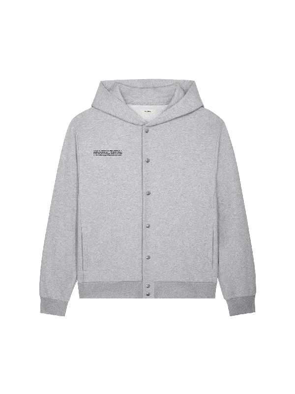 365 Midweight Snap Button Hoodie—grey marl