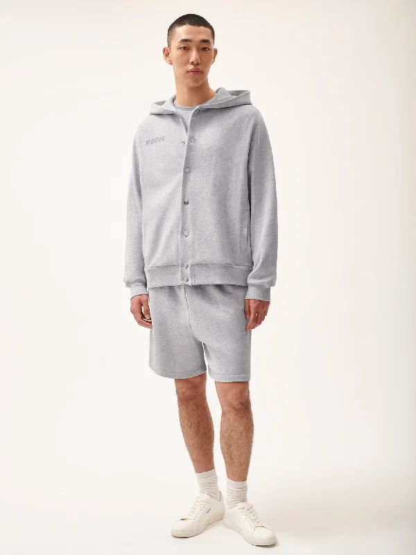 365 Midweight Snap Button Hoodie—grey marl