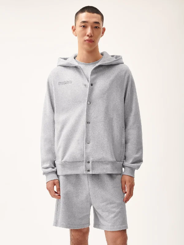 365 Midweight Snap Button Hoodie—grey marl