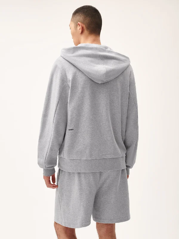 365 Midweight Snap Button Hoodie—grey marl