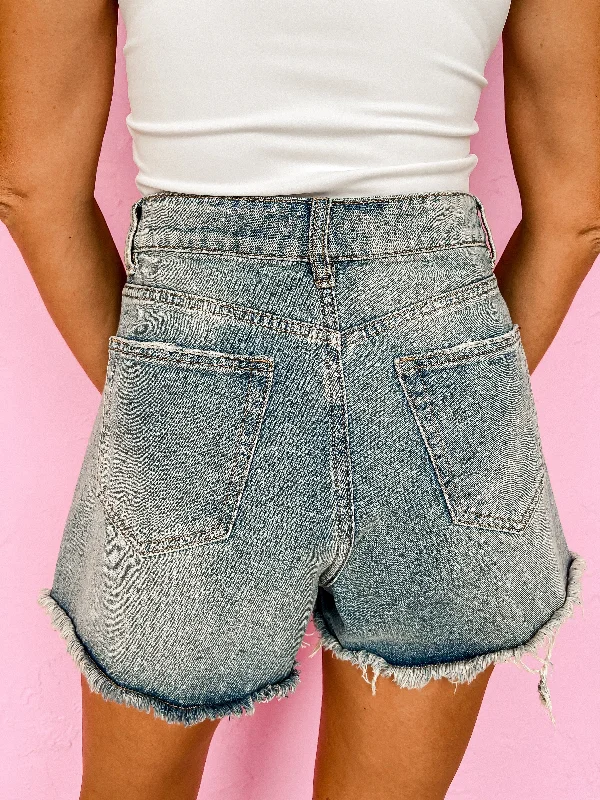 Tampa Distressed Denim Shorts-Medium Wash