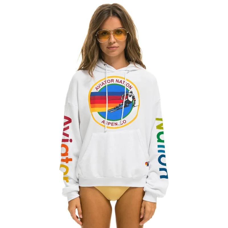 Aviator Nation Logo Relaxed Hoodie White