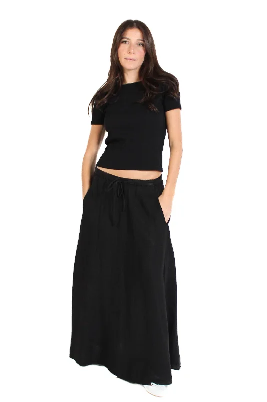 Bailey Black Woven Linen Skirt