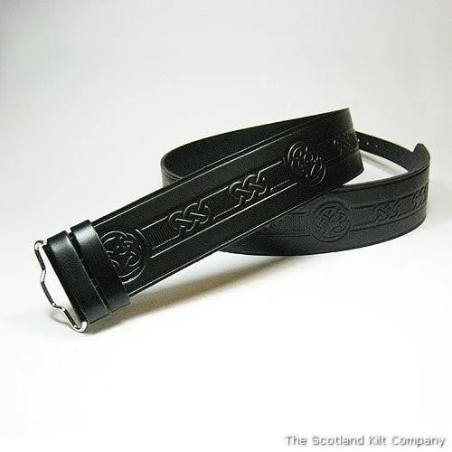 Celtic Swirl Hide Embossed Belt - Black