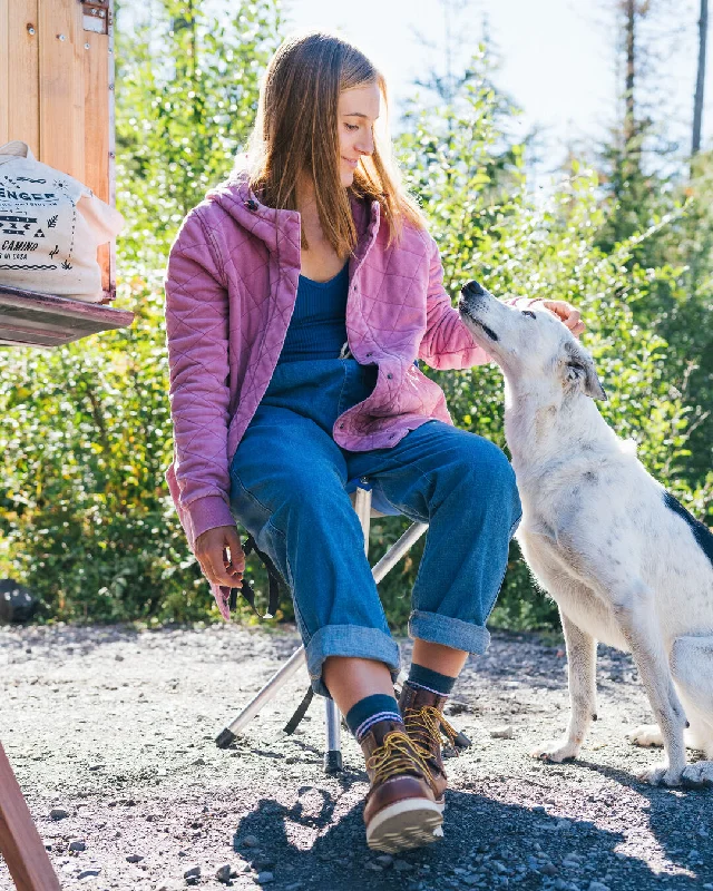 Clementine Recycled Quilted Popper Up Hoodie - Mauve Haze