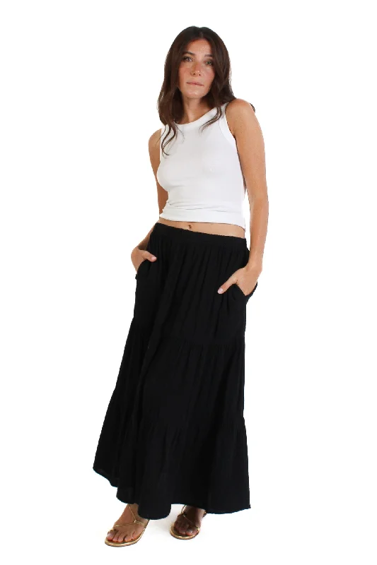 Danielle Black Cotton Gauze Skirt