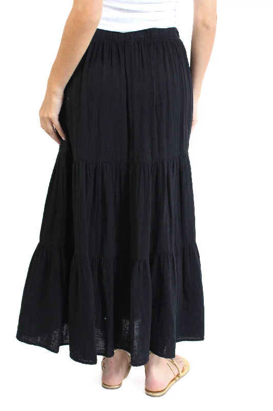 Danielle Black Cotton Gauze Skirt