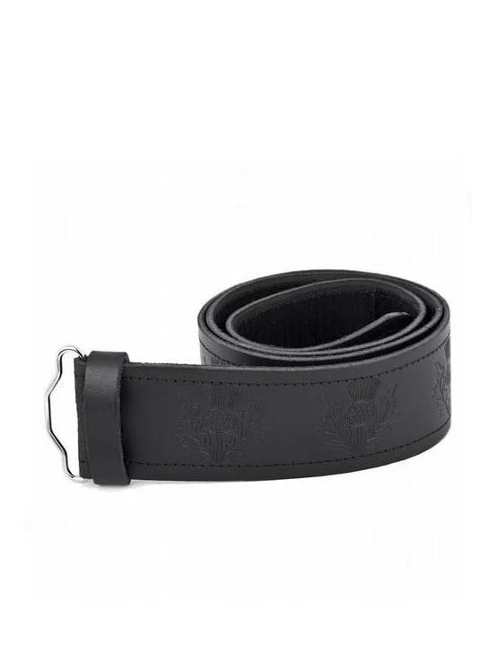 Embossed Thistle Velcro Kilt Belt