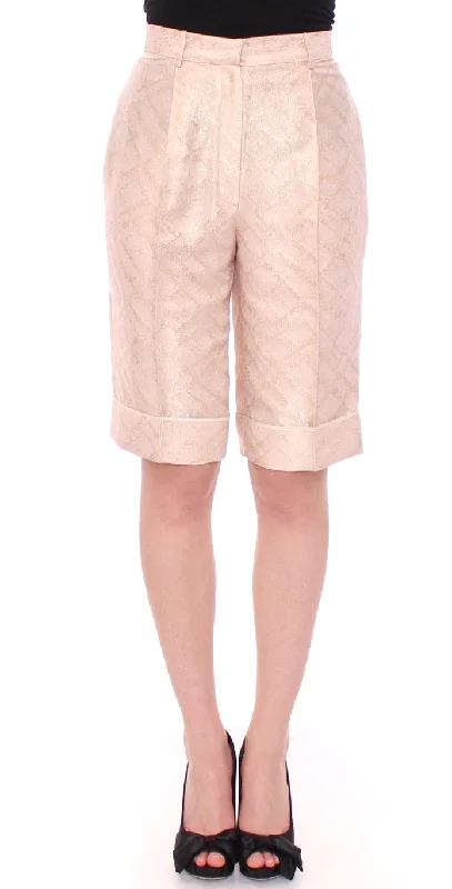 Exclusive Beige Brocade Above Knee Shorts