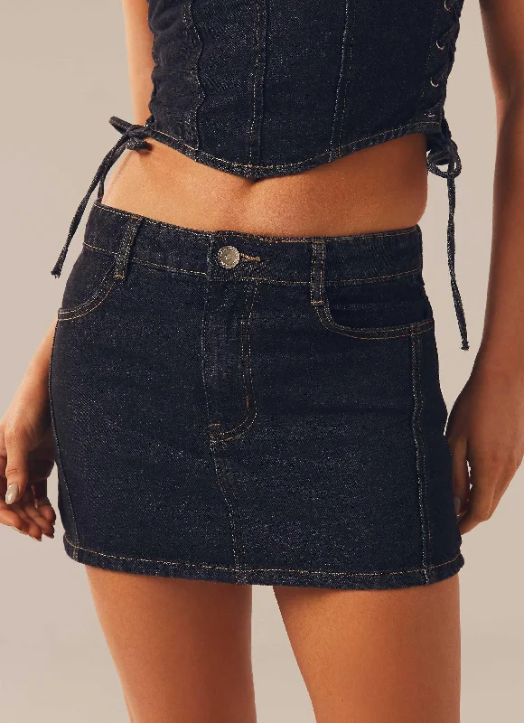 Giddy Up Denim Mini Skirt - Black Wash