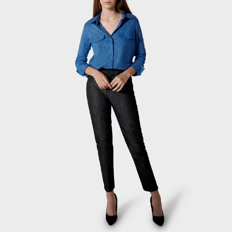 High-Rise Straight-Leg Jeans in Black