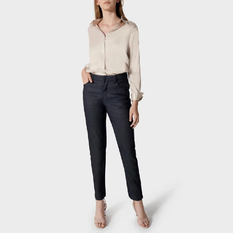 High-Rise Straight-Leg Jeans in Dark Indigo