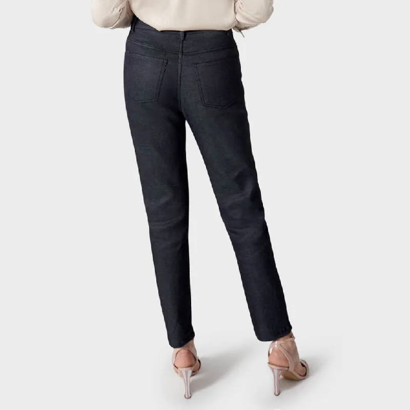 High-Rise Straight-Leg Jeans in Dark Indigo