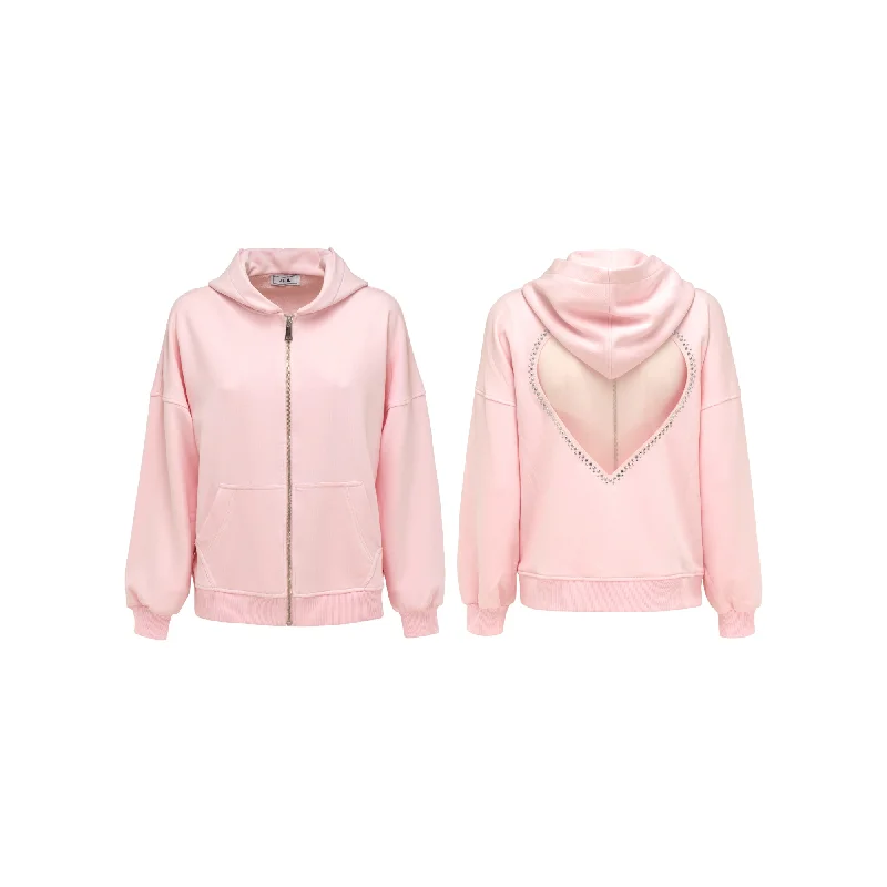 Jijil Women's Light Pink Sweatshirt With Hoodie