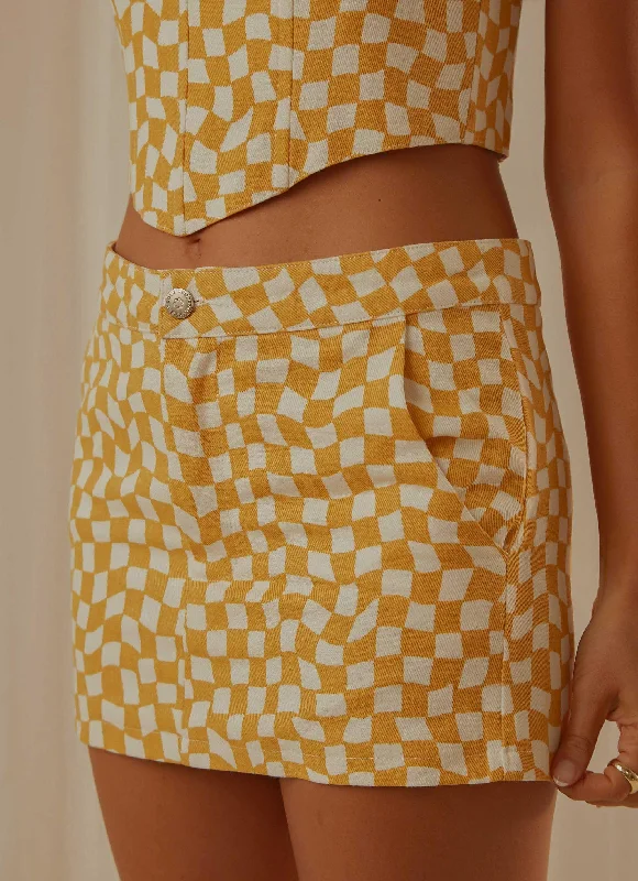 Luisa Mini Skirt - Yellow check