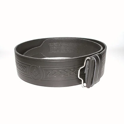 Masonic Hide Embossed Belt - Black