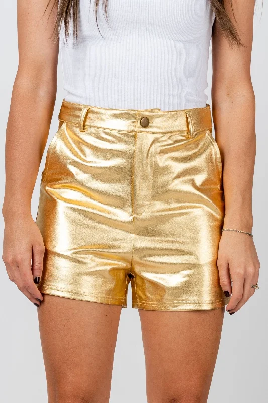 Metallic shorts gold