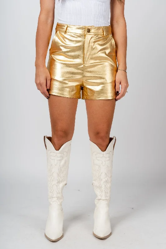 Metallic shorts gold