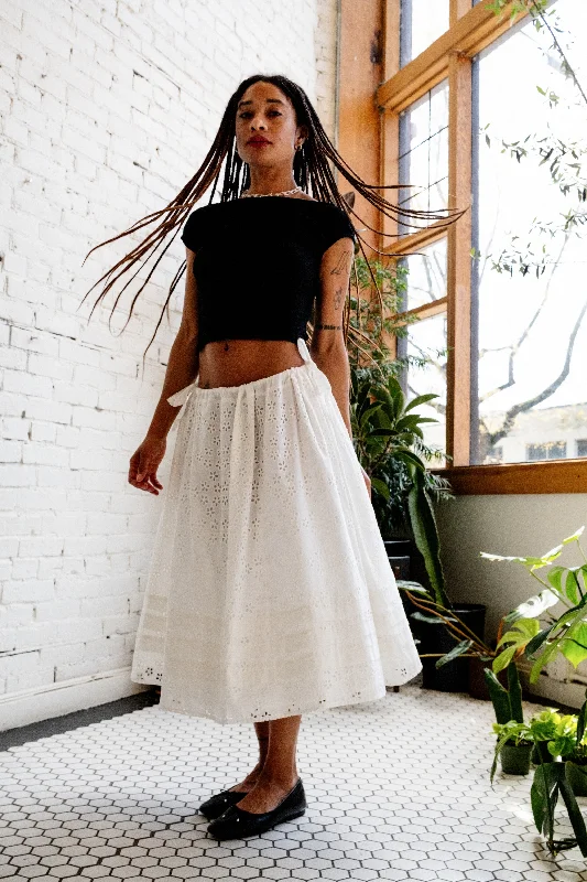 Milk Eyelet Edamame Skirt