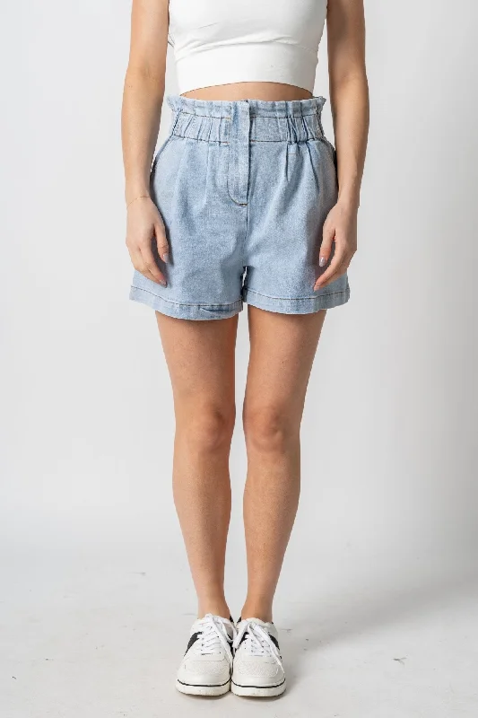 Paper bag waist shorts chambray