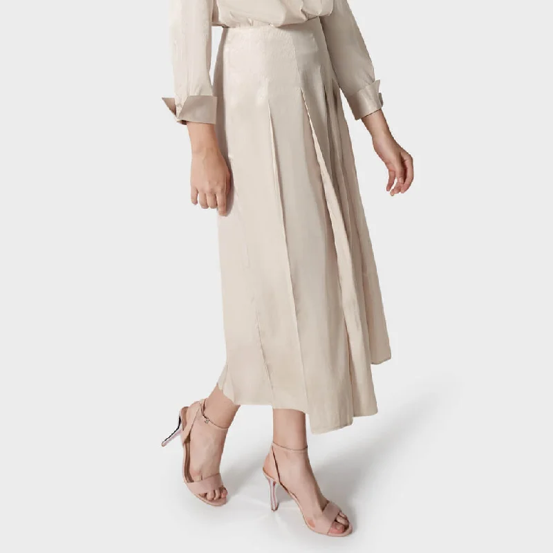 Pleated Midi Skirt in Champagne