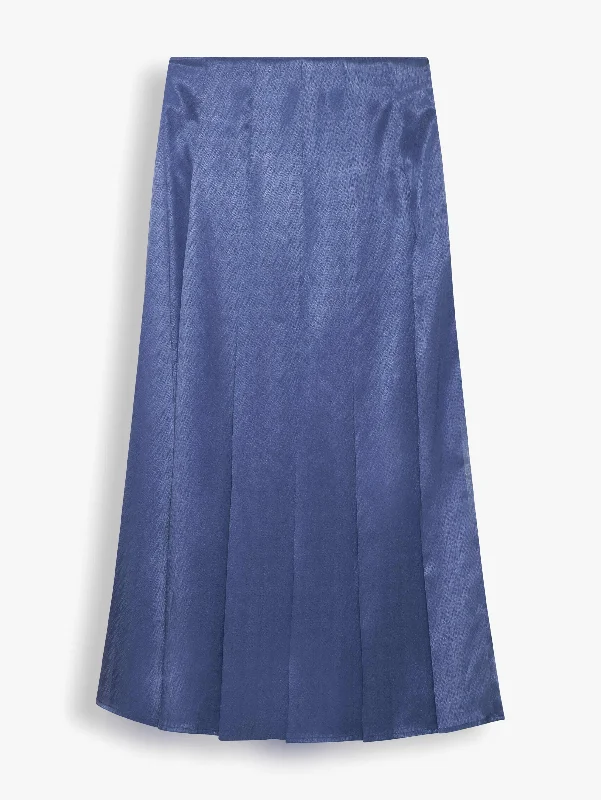 Pleated Midi Skirt in Azure Blue