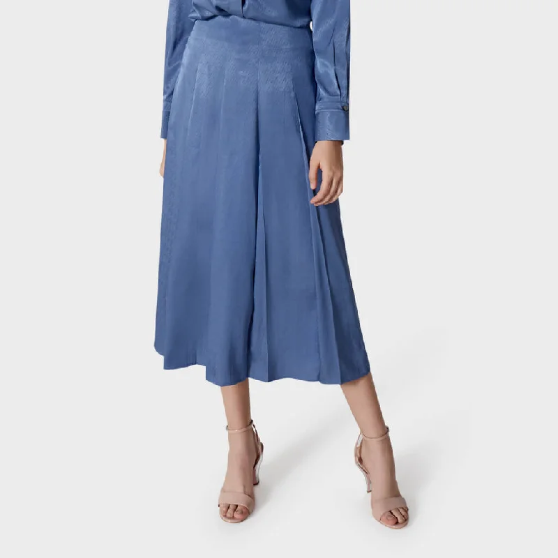 Pleated Midi Skirt in Azure Blue