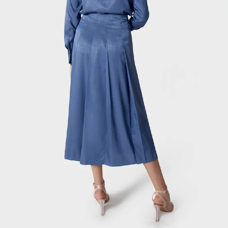 Pleated Midi Skirt in Azure Blue