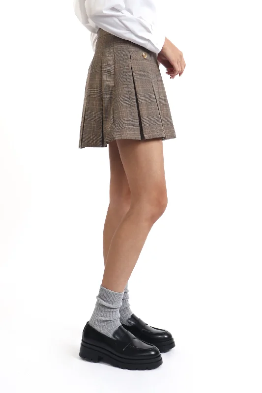 Pleated Plaid Mini Skirt