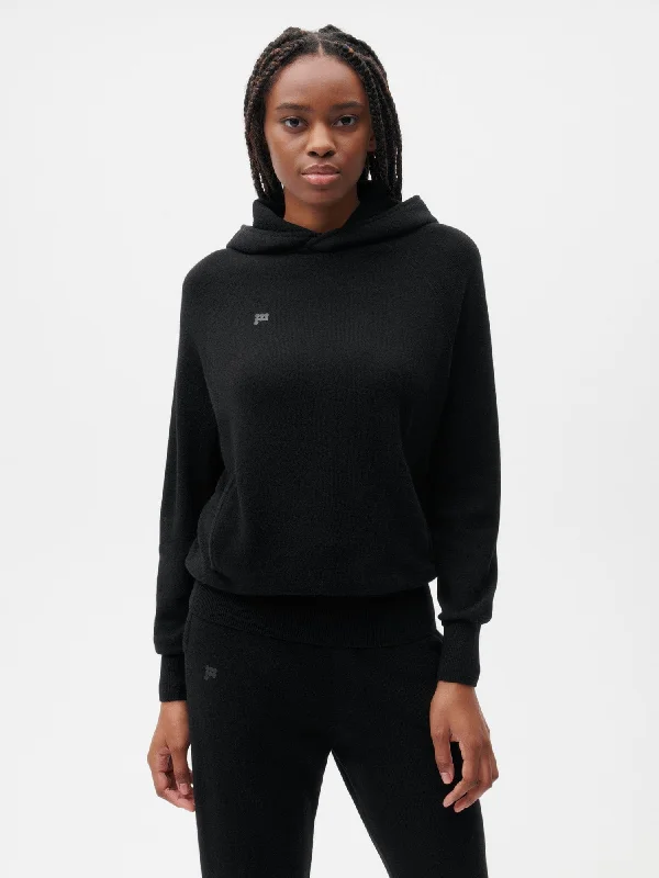 Recycled Cashmere Hoodie—black