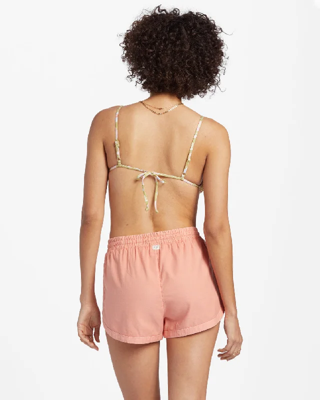 Road Trippin Elastic Waist Shorts - Sweet Peach