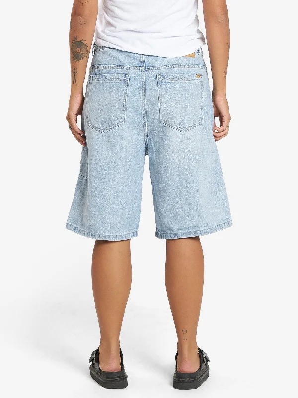 Syd Baggy Denim Short - Ash blue