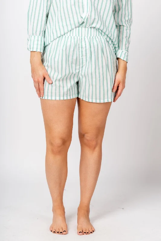 Z Supply boyfriend stripe boxer shorts green juice