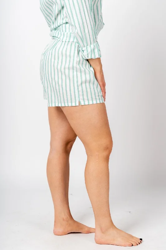 Z Supply boyfriend stripe boxer shorts green juice